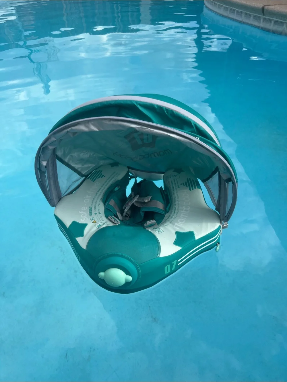 Mambo Baby Teal Swim Float with UPF50+ Sun Canopy